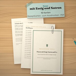 16 fertige Putzrezepte zum Ausdrucken, Essig und Natron, Putzmittel selber machen, Karten A5, PDF deutsch image 1