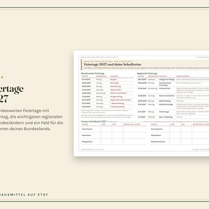 Peut inclure: Une page imprim&eacute;e intitul&eacute;e Feiertage 2027 pr&eacute;sentant un calendrier des jours f&eacute;ri&eacute;s allemands et des p&eacute;riodes de vacances scolaires. Le document comprend des colonnes pour les dates, les jours de la semaine et des informations r&eacute;gionales.