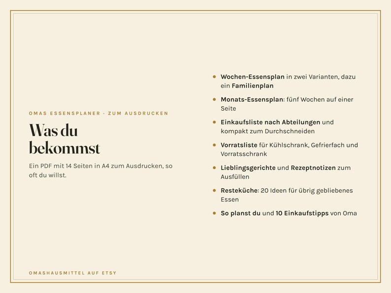 Essensplaner zum Ausdrucken, Wochenplan Essen, Einkaufsliste, Monatsplan, Vorratsliste, Menüplan Familie, Resteküche, PDF A4 Bild 3