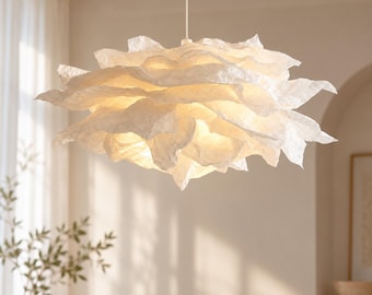 Cloud Paper Lampshade, Freeform Sculptural Pendant Shade, Japandi Wabi Sabi Ceiling Decor, Organic Modern Bedroom Living Room Lamp