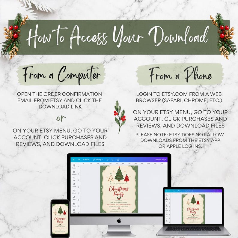 Editable Christmas Party Invitation, Sage Green Canva Template - Etsy