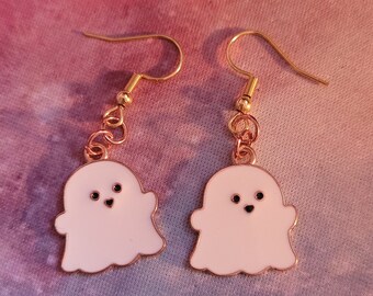 Ghost Earrings - Cute Spooky Ghost Earrings - Goth Halloween Earrings - Spoopy Kawaii Ghost Earrings - Fun Halloween