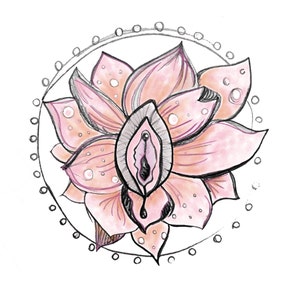 Yoni Lotus Blossom Print A4 Yoni Art Yoni Print Goddess Print Vulva Print Yoni Drawing Sketch Print Vulva Art Flower Print image 4