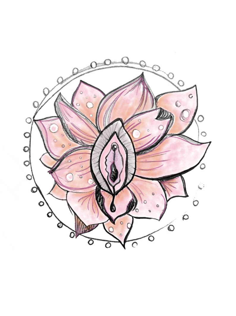 Yoni Lotus Blossom Print A4 Yoni Art Yoni Print Goddess Print Vulva Print Yoni Drawing Sketch Print Vulva Art Flower Print image 4