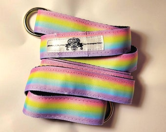 Roller skate leash - Rainbow  Skate Strap - Yoga mat strap - Pastel Rainbow skate carrier - Skater Gift - skateboard gift