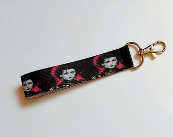 Edward Scissorhands mini keychain lanyard - Teacher Gift - Key Fob | Key ring | Keyring | Roller Derby Whistle | Goth Lanyard