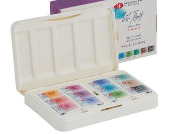 12 Watercolor Paint White Nights® Travel Set PASTEL COLORS Full Pan Palette Extra Fine Artist St.Petersburg