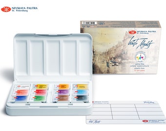 12 Watercolor Paint White Nights® Travel Set IWS Full Pan Palette Extra Fine Artist St.Petersburg