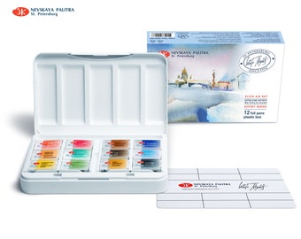 12 Watercolor Paint White Nights® Set PLEIN AIR Full Pan Palette Extra Fine Artist Travel St.Petersburg