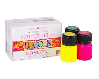 Acrylic Paint Fluorescent Set DECOLA® Craft 6x20ml St.Petersburg