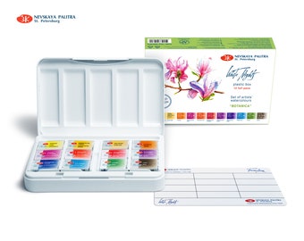 12 Watercolor Paint White Nights® Travel Set BOTANICA Full Pan Palette Extra Fine Artist St.Petersburg