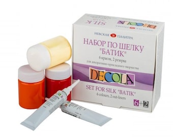 DECOLA® Acrylic Paint Set BATIK for SILK 6x50ml + 2 out-liners St.Petersburg