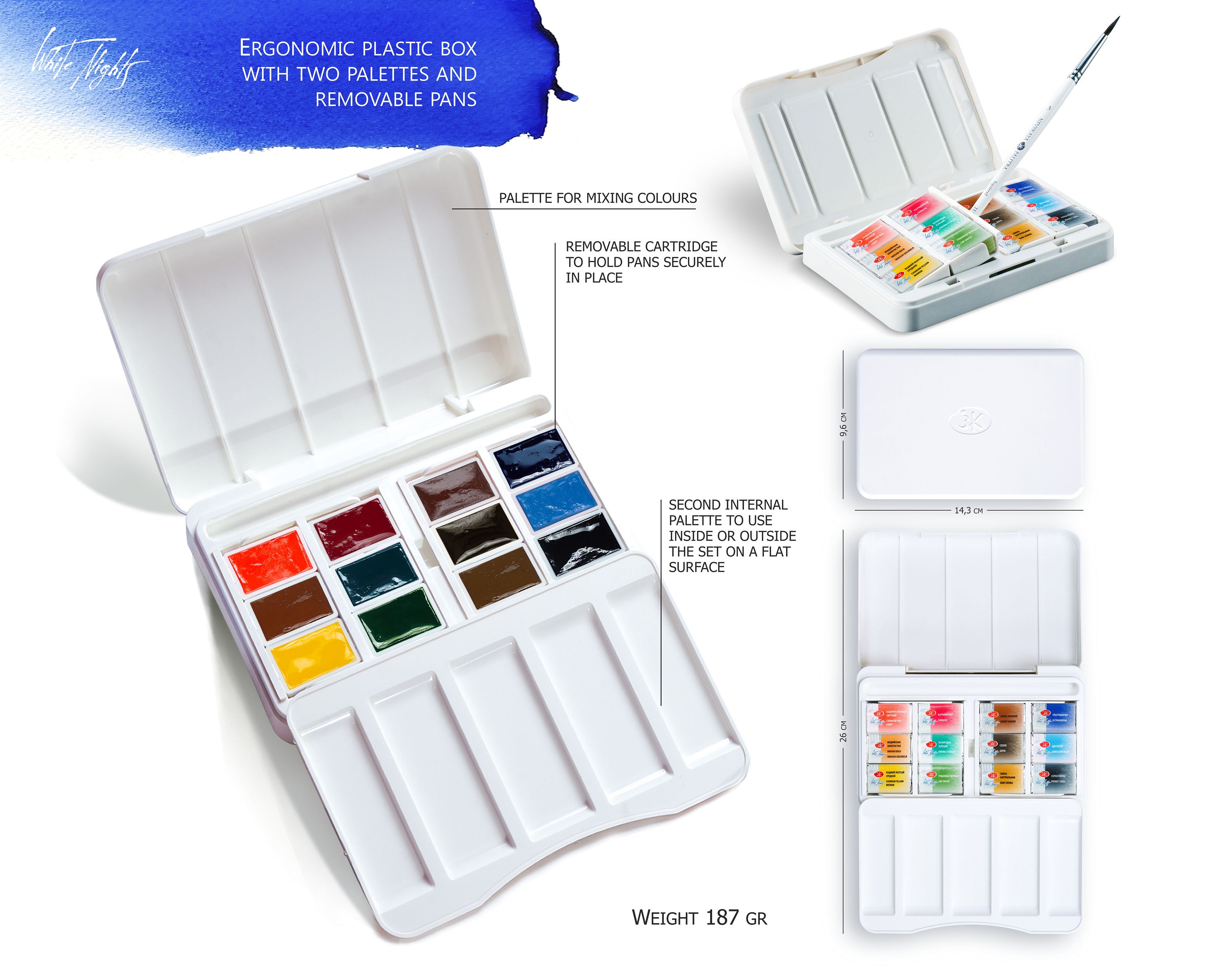 White Nights Travel Box Plein Air Pan Watercolor 12 Set (Version 202 –  Artistically Tested