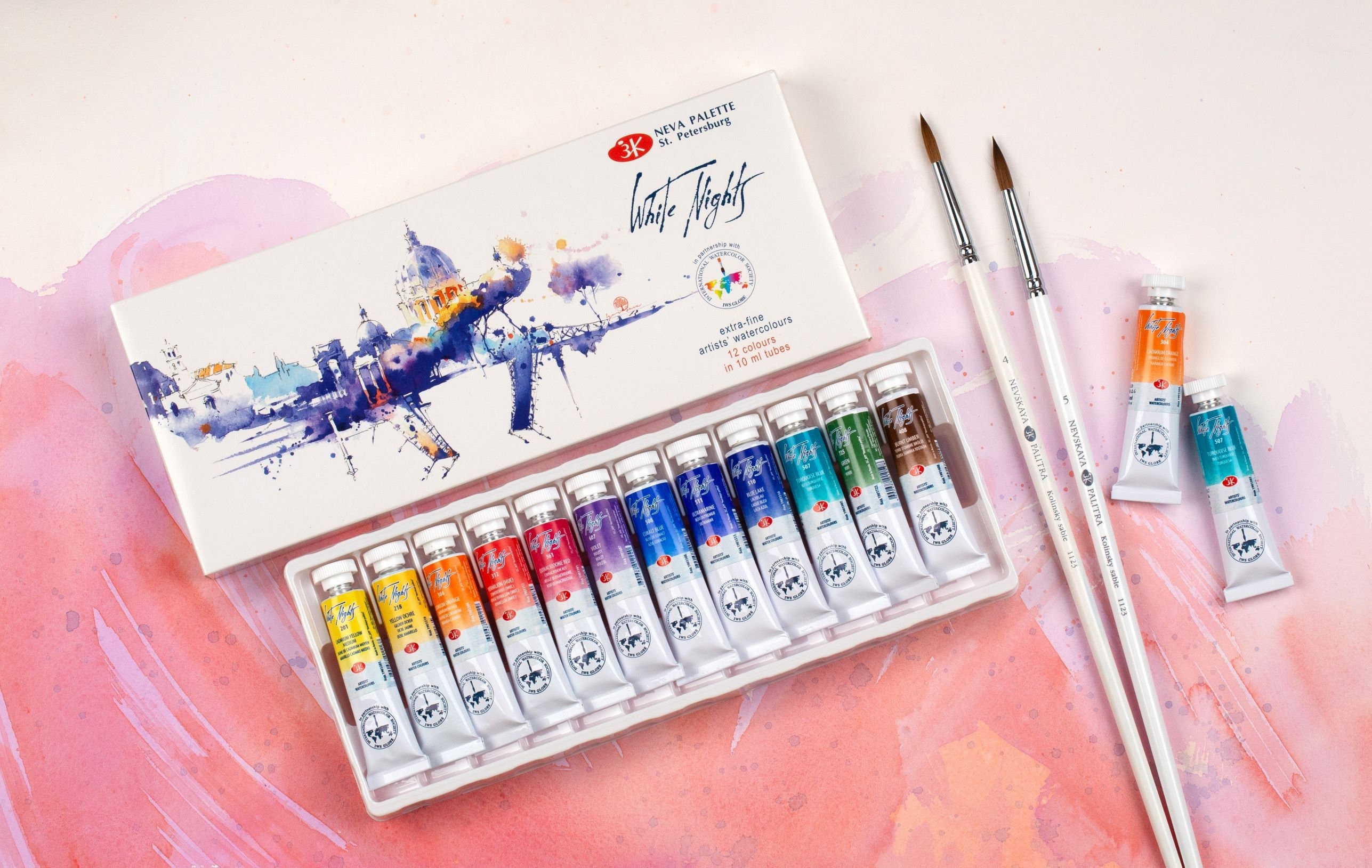 White Nights® Watercolor St.Petersburg Extra Fine Set Tube 12 x 10ml  Professional Artist St.Petersburg