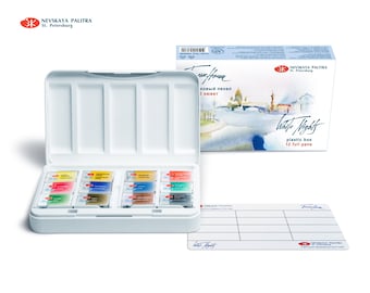 12 Watercolor Paint White Nights® Set Full Pan With Palette Extra Fine Artist Travel St.Petersburg