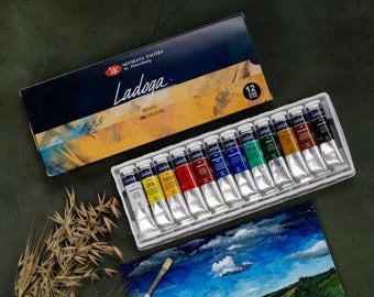 Oil Paint Set LADOGA Professional Extra Fine 12x18ml St.Petersburg NEVSKAYA PALITRA