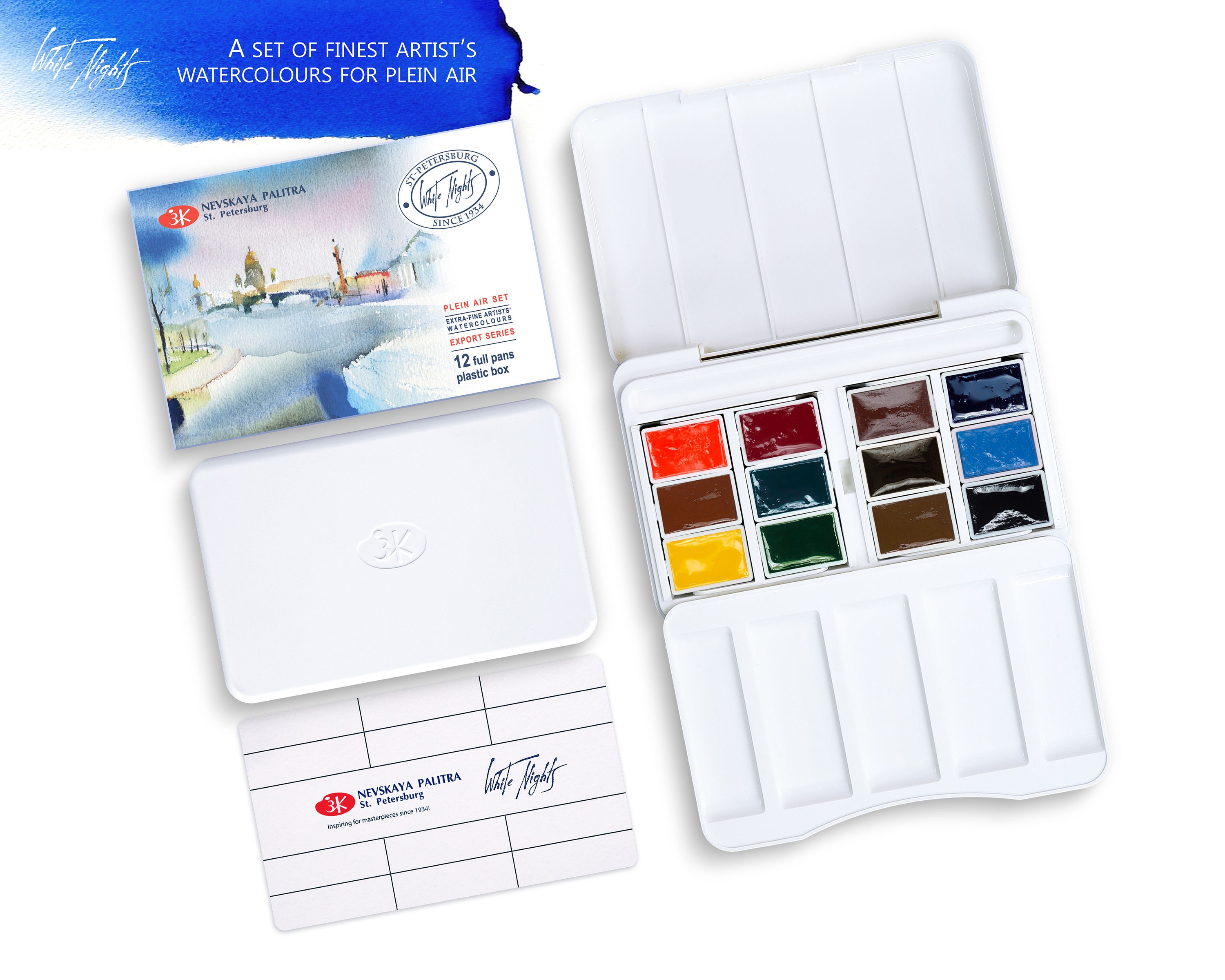 White Nights Watercolor Set Of 12 Full Pans - Fine Art Material