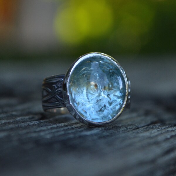 Aquamarine Ring, Aquamarine, Sterling Silver, March Birthstone, Aqua