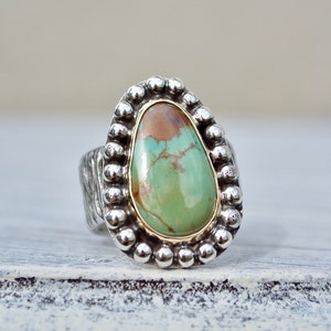 Turquoise Ring -Natural Turquoise Ring -Turquoise Ring for Women -Turquoise Ring Gold -Turquoise Statement Ring - Green Turquoise - Size 7.5