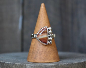 Wave Dolomite Ring, Gemstone Ring, Size 8.25, Dolomite, Wave Dolomite, Gemstone Statement, Recycled Sterling, Silver Silver, OOAK, Unique