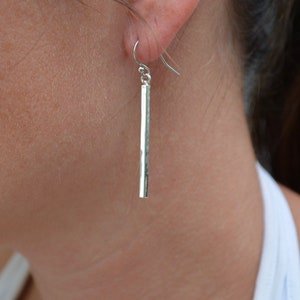 Bar Earrings Bar Sterling Earrings Bar Dangle Earrings Everyday Earrings Simple Bar Earrings Long Bar Earrings Silver Earrings image 1