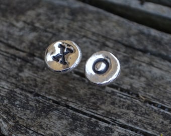 XO Earrings, XO post earrings, xo, sterling silver, recycled