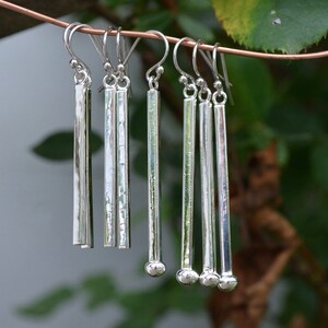 Bar Earrings Bar Sterling Earrings Bar Dangle Earrings Everyday Earrings Simple Bar Earrings Long Bar Earrings Silver Earrings image 2