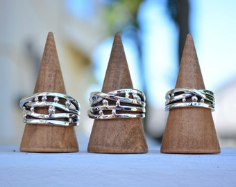 Sterling Stacking Band, Wide Sterling Band, Recycled Sterling Stacking, Sterling Silver Stacking Set, Interweave Stacking Ring