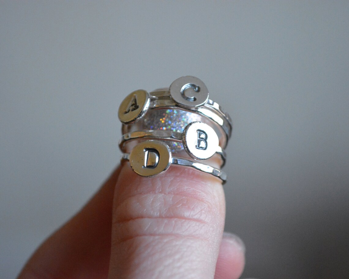 Initial Ring Initial Stacking Ring Personalized Stacking - Etsy