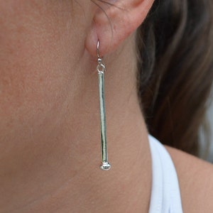 Bar Earrings Bar Sterling Earrings Bar Dangle Earrings Everyday Earrings Simple Bar Earrings Long Bar Earrings Silver Earrings image 3