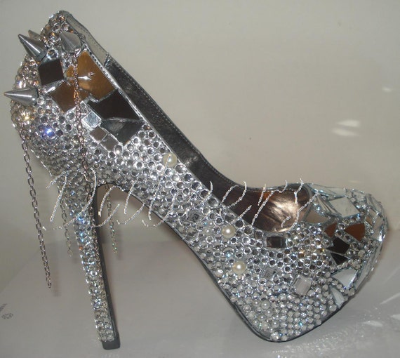 Items similar to Mirror Crystal spiked pump on Etsy