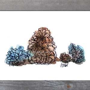 Winter Pine Cones - Watercolor Print