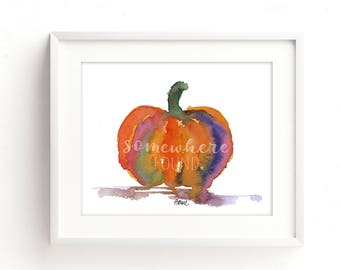 Colorful Pumpkin - Watercolor Print