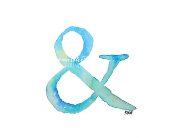 Blue Ampersand - Watercolor Print