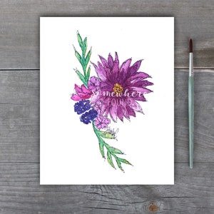 Flowers & Berries - Watercolor Print - Home Decor - Mother&#39;s Day - Gift