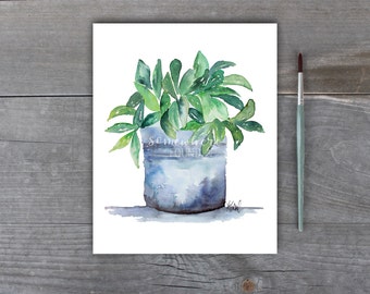 Happy Plant - Watercolor Print - Home Decor