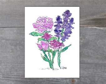 Wildflowers - Watercolor Print - Gift