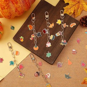 189 Piece Fall Keychain Making Kit | Thanksgiving Charms, Maple Leaves and Pumpkin Pendants for DIY Crafts