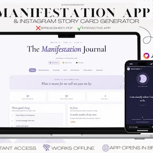 Digital Manifestation Journal App | Vision Board, Affirmation Cards, Gratitude Log, Scripting & 369 Method (Not a Spreadsheet)
