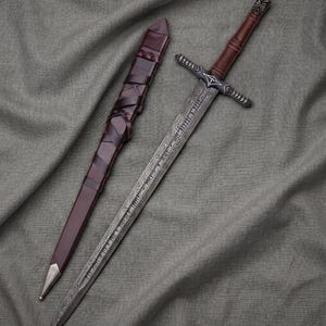 Medieval Longsword, Hand Forged High Carbon Steel Sword, 36 Inch Display Sword, Leather Wrapped Grip, Medieval Sword with Sheath