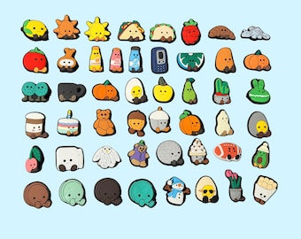 Kawaii PVC Shoe Charms, Jelly Plush Animals, Food, Drinks (Sold Separately)