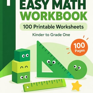 Kindergarten & 1st Grade Math Worksheets | 100 Pages | Addition, Subtraction, Counting, Word Problems | Printable PDF