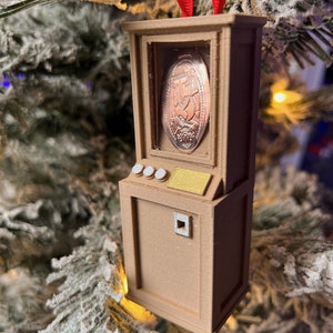 Custom Miniature 3D Printed Classic Pressed Penny Machine with Red Ribbon Display Your Treasured Coin Collection Yes