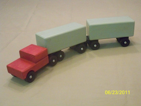 wooden toy semi trucks