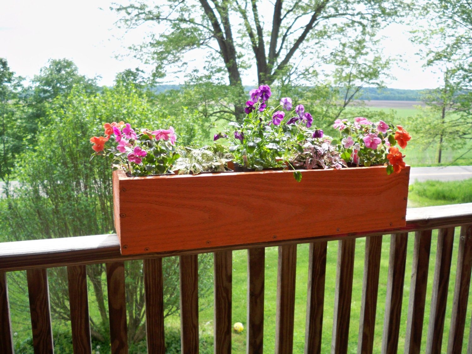 Rustic Wood Flower Box Wood Flower Planter Deck Flower Box Etsy
