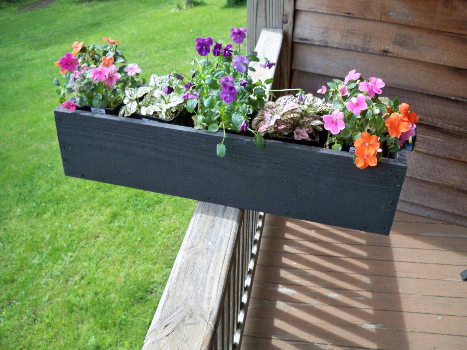 Rustic Wood Flower Box Wood Flower Planter Deck Flower Box Etsy