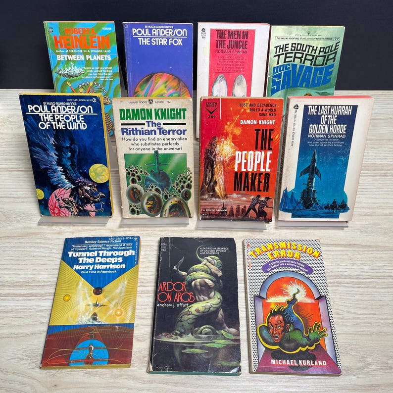 Lote de 11 libros de bolsillo de ciencia ficción de los años 50 a los 70: Heinlein, Poul Anderson, Spinrad imagen 1