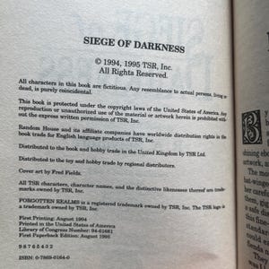 Forgotten Realms: Siege of Darkness by R.A. Salvatore - Vintage 1995 Mass Market Paperback image 6
