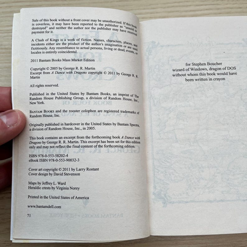 Ein Fest für die Krähen von George R.R. Martin – Taschenbuchausgabe von 2006 Bild 6