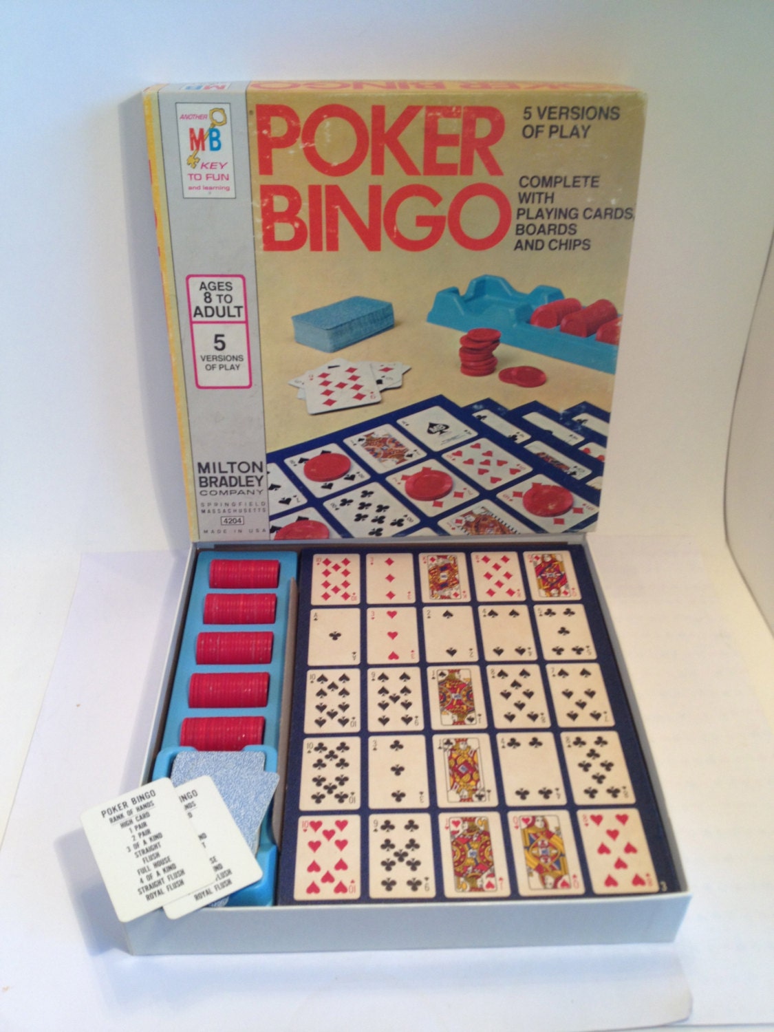 POKER BINGO Game by Milton Bradley. Vintage Poker Playing Etsy